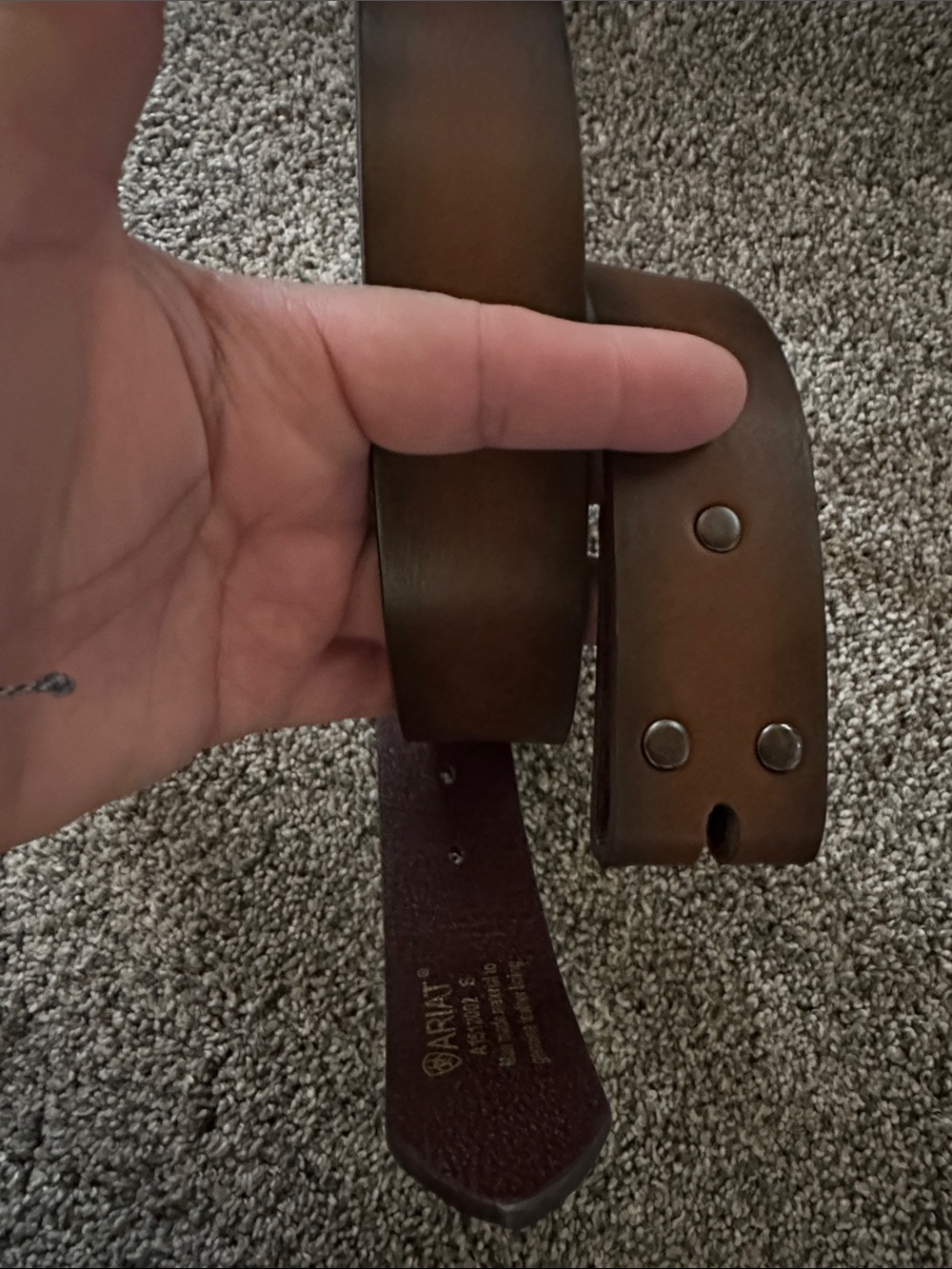 Ariat Men's Brown Leather Belt with Rivet Detailing